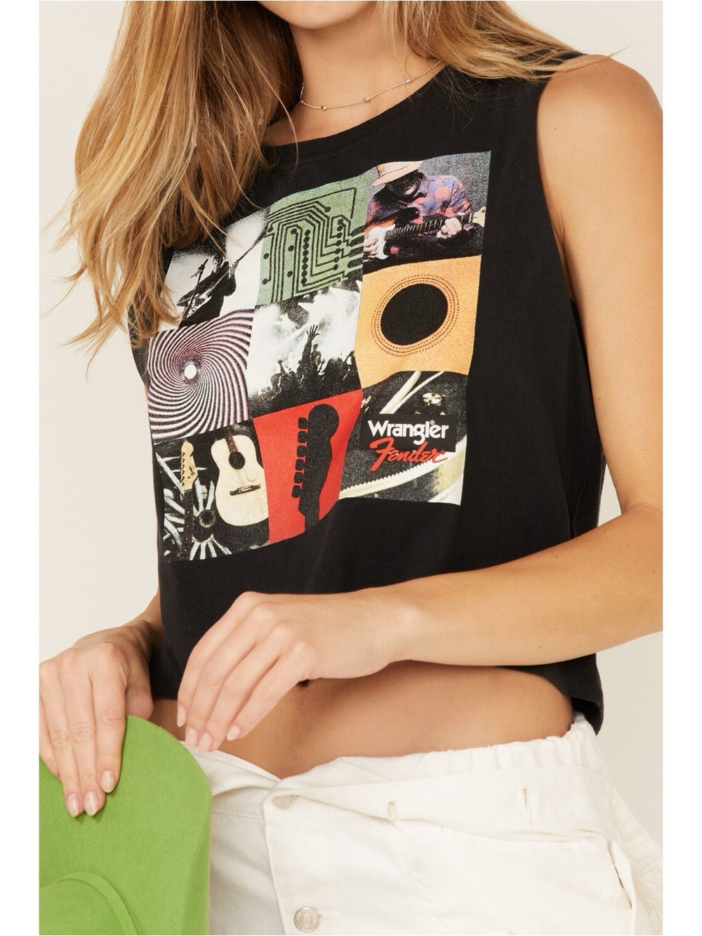 WRANGLER X FENDER WOMEN'S ALBUM COVER GRAPHIC CROPPED TANK TOP